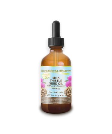 Botanical Beauty MILK THISTLE SEED OIL Silybum marianum seed oil 100 % Pure Natural for FACE SKIN BODY HAIR NAILS 1 Fl.oz.- 30 ml