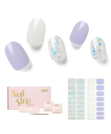 NAILOG Semi Cured Gel Nail Strips 34 pcs Salon-Quality Gel Nail Stickers Long Lasting Nail Wraps for Women with Soft Gel Finish (Innocent)