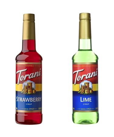 Torani Strawberry Flavour Syrup 750ml PET & Syrup Lime 25.4 Ounce (Pack of 1) Green