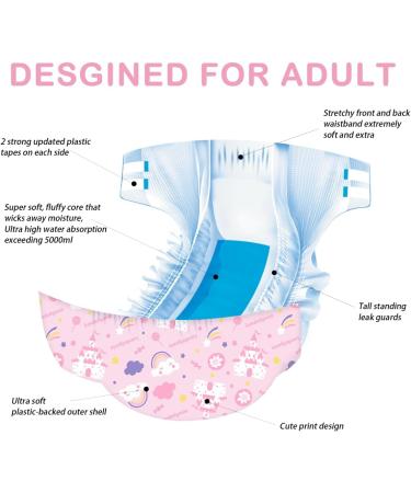 Landofgenie Adult Diapers - Pink Printed Medium Size (28-38) - 10 Pieces - Comfortable Nighttime Underwear for Adults - Buy Online on SooperMarket.com