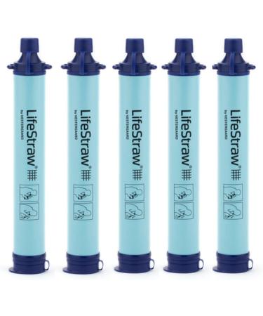 LifeStraw Personal Water Filter 5 Pack + Carry Case & Tablets - Perfect for Hiking, Camping, Travel & Survival - Blue - Buy Online on SooperMarket.com