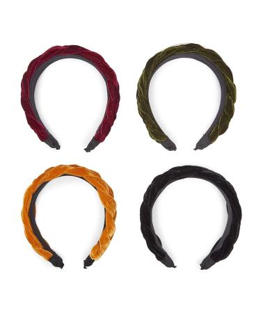 Glamlily 4 Pack Velvet Braided Headbands for Women - Wide Non-Slip Padded Hair Accessories (4 Colors) - Buy Online on SooperMarket.com
