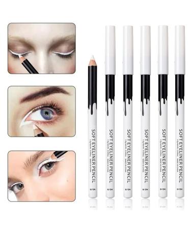 KAIQIKAIXI 6 White Eyeliner Pencils - Professional Waterproof Long-Lasting Eye Brightener & Lip Liner Set - Buy Online on SooperMarket.com