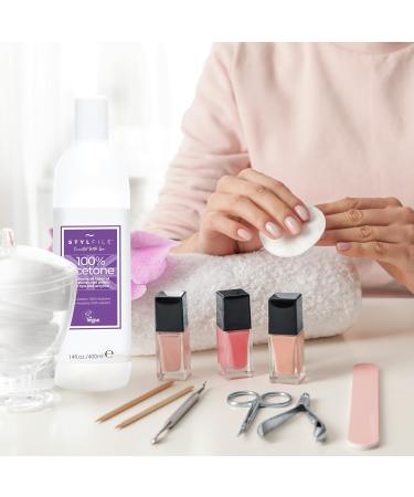 STYLFILE 100% Acetone at Home Gel Nail Varnish or Acrylic Remover 400ml Perfect for Soaking Off Gel Polish Quick & Easy Lifts Gel Polish in 15 Minutes - Buy Online on SooperMarket.com
