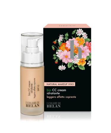 Helan I Colori - Natural Moisturising & Lightweight Bio CC Cream Spf 10 with Hyaluronic Acid & Shea Butter Bright & Uniform Makeup - Light Mattifying Coverage Foundation - Made in Italy Soy 30 ml