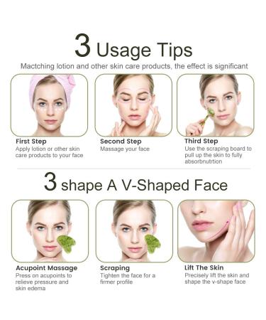 EMOCCI Jade Roller and Gua Sha Set - Facial Beauty Tools Kit for Anti-Aging and Muscle Relaxation - 100% Real Jade - Gift Box Included (Green) - Buy Online on SooperMarket.com
