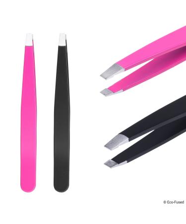 High Precision Tweezers Set - Pluck Eyebrows, Apply Fake Eyelashes, Remove Hair - Pink/Black - Buy Online on SooperMarket.com
