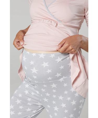 Happy Mama Maternity Nursing 3pcs Nightwear Set - Powder Pink & Grey Melange - Buy Online on SooperMarket.com