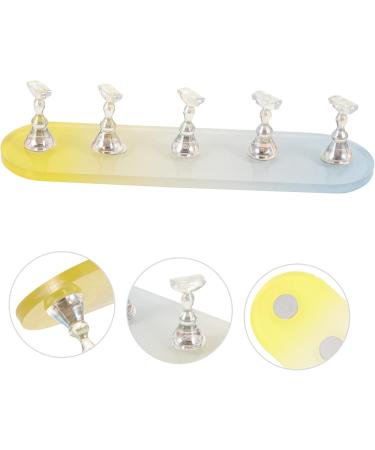 COOLHIYA 1 Set nail practice holder gradient rainbow nail stan training nail stands nail art organiser nail painting stand nail decor nail stands for nail art plastic Acrylic oval Yellow Blue 12.8x3.7cm - Buy Online on SooperMarket.com