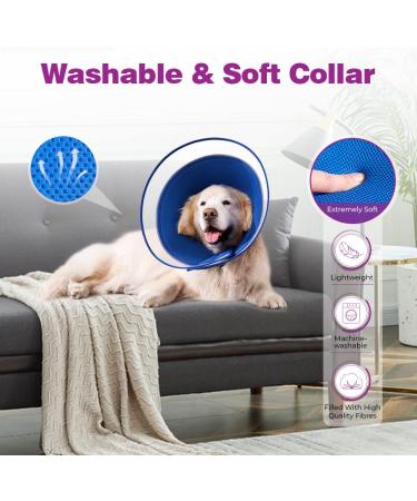 YUNXANIW XL BLUE Dog & Cat Recovery Cone Collar | Soft Elizabethan Collar for Surgery | Adjustable Breathable Mesh Recovery Collar for After Surgery - Buy Online on SooperMarket.com