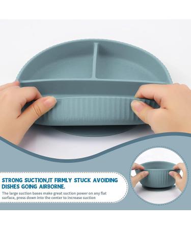 Baby Feeding Set - Silicone Bib, Suction Bowl, Spoon, Fork - Toddler Utensils - 6 Months (Light Blue) | Baby Led Weaning Supplies - Buy Online on SooperMarket.com