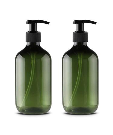 JamHooDirect 2Pcs 300ml/10oz Empty Plastic Pump Bottles Refillable Lotion Shampoo Body Washing Cream Shower Gel Storage Holder Container Toiletries Liquid Dispenser (green)
