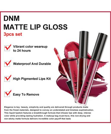 BERVEAL 3Pcs Red Matte Liquid Lipstick Set for Black Women - Long Lasting & Waterproof Lip Stain in Dark Red, Purple, Rose Pink - Matte Lipstick Gloss Packs - A-Set06 - Buy Online on SooperMarket.com