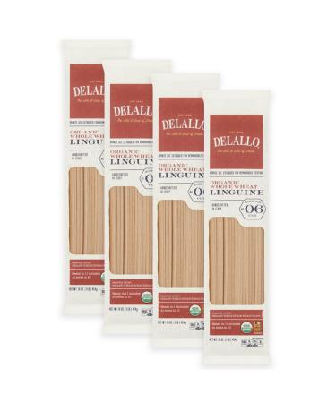 DeLallo Organic Whole Wheat Linguine Pasta #6 1lb Bag 4-Pack