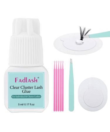 Cluster Lash Glue Individual Lash Glue 3-5S for Beginners 7-15 Days Long Lasting Clear Eyelash Glue DIY Eyelash Extension Glue Waterproof Lash Extension Glue for Self Application 5ml Cluster Lashes Use Cluster Lashes Use