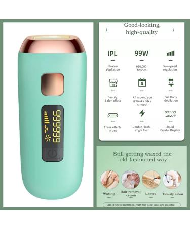 Laser Hair Removal for Women - Permanent Painless IPL Device, Upgraded to 999,999 Flashes, 5 Energy Levels, 2 Modes - Beautify Skin Face Body Bikini - Light Green - Buy Online on SooperMarket.com