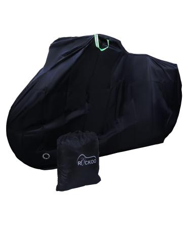Rockoo | Bike Covers Outdoor Storage Waterproof for 2 Bikes | Heavy Duty 190T Nylon UV Protection Dustproof with Lock Holes and Storage Bag | Perfect for Mountain, Road Bikes/Bicycle  Black