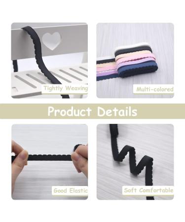 Bristlegrass Picot Plush Bra Strap Elastic Band 3/8 Nylon Spandex Shoulder Tape - 12 Yards Combo | Lingerie Underwear Sewing Trim - Buy Online on SooperMarket.com