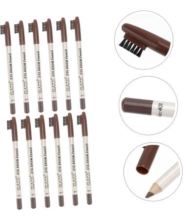 Mikinona 12pcs Eyebrow Pencil with Brush Eyebrow Pen Easy Coloring Brow Pencil Cosmetic Pencils Wood - Buy Online on SooperMarket.com