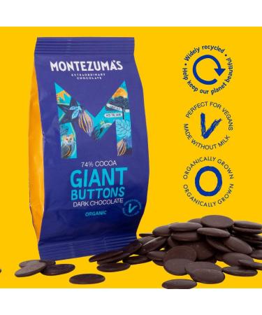 Montezuma's 74% Cocoa Giant Dark Chocolate Buttons Gluten Free & Organic 180g Bag (Pack of 2) - Buy Online on SooperMarket.com