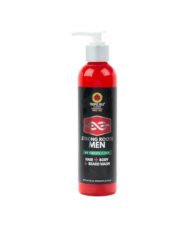 Tropic Isle Living Strong Roots Men Hair+ Body + Beard Wash - 3 in 1 for All Skin Types Cleanse & Softens with Natural Jamaican Black Castor Oil Infused with Red Pimento