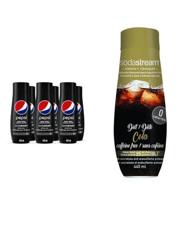 Pepsi Zero Sugar Flavour for SodaStream 440mL x 6 (Makes 54L) & Classic Diet Cola Caffeine Free 440 milliliters