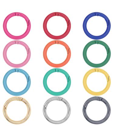 Metal Spring O Rings Round Carabiner Keyring, Snap Clip Trigger Spring Keyrings Buckle, DIY Accessories Spring Ring for Keychains, Bag, Purse, Handbag Mixed Color 33mm