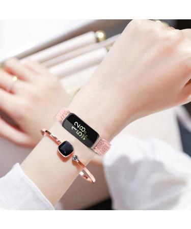 3-Pack Elastic Nylon Bands for Fitbit Inspire 3/2/HR/Ace - Breathable Adjustable Replacement Straps for Women and Men - Bling Black/Silver/Pink - Buy Online on SooperMarket.com
