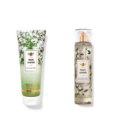 Bath and Body Works - White Jasmine - Fine Fragrance Mist and Ultra Shea Body Cream - Full Size