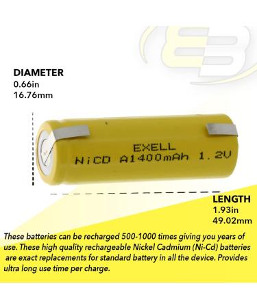 Buy 10x Exell A Size 1.2V 1400mAh NiCD Rechargeable Batteries - Ideal for Meters Radios & Hybrid Vehicles | Fast International Shipping - Buy Online on SooperMarket.com