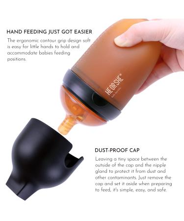 HEORSHE Silicone Baby Bottle Anti Colic, Black 8oz BPA-Free Milk Bottle with Dust Cover, Medium Flow for Newborns - Easy to Assemble and Clean - Buy Online on SooperMarket.com