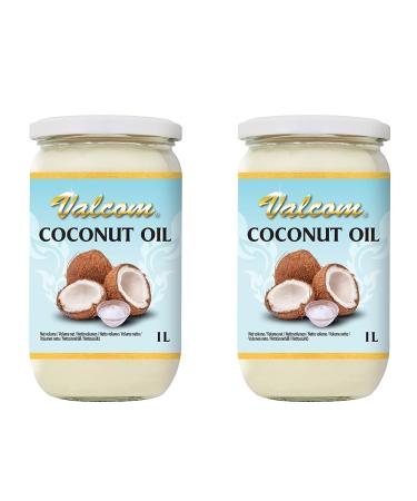 Valcom 100% Coconut Oil Refined Pure Coconut Fat Perfect for Frying and Roasting 1L (Pack of 2) 1L (Pack of 2)