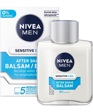 Nivea men sensitive cool after shave balm in a 3 -pack (3 x 100 ml) soothing after shave skin care after shaving with chamomile and algae extracts