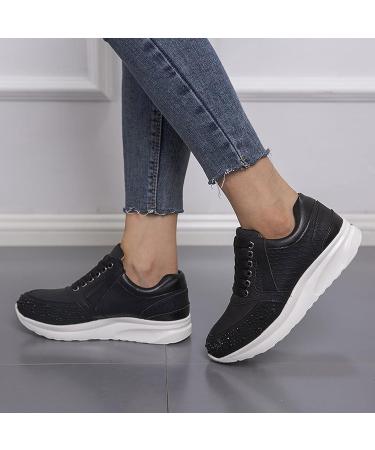 ZBYY Women's Non-Slip Breathable Hidden Sneakers, Size 10.5 - Black Walking Shoes for Gym Fitness - Buy Online on SooperMarket.com
