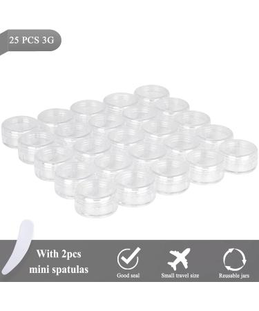 25PCS 3ml Empty Sample Jars with Mini Spatulas - Clear Lid Cosmetic Containers for Makeup, Oils, Lotions, Powders, Paint, Jewelry, Lip Balms - Buy Online on SooperMarket.com