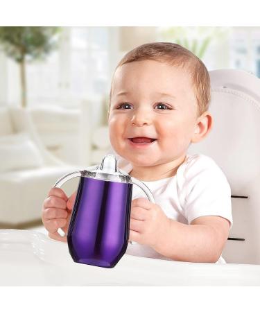 Stainless Steel Sippy Cup 10 oz | BPA Free, Double Wall Insulated | Toddler Straw Cup with Handles & Silicone Lid | Non-Spill, Purple - Buy Online on SooperMarket.com