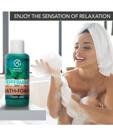 Relaxing Bathing Foam with Essential Peppermint Oil 1000ml | Wellness Aromatherapy & Spa Experience for Good Sleep and Body Care - Buy Online on SooperMarket.com