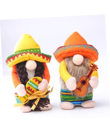 HOMSFOU 4 Pcs 1 Set Hawaiian Doll Summer Beach Party Decoration Nativity Ornaments for Kids Santa Ornament Plush Santa Gnome Cinco De Mayo Party Decorations Cloth Mexico Child Desktop Yellowx2pcs 20x13x9cmx2pcs - Buy Online on SooperMarket.com