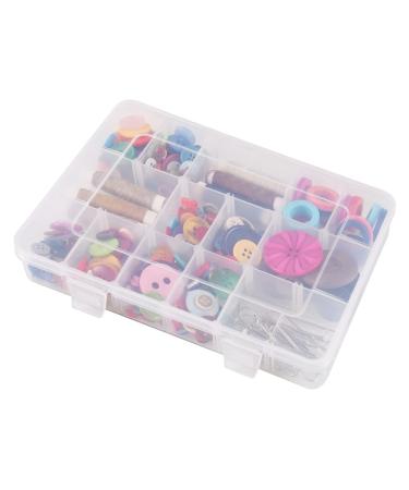 18 Grids Plastic Organizer Box with Dividers, Exptolii Clear Compartment Container Storage for Beads Crafts Jewelry Fishing Tackles, Size 7.9 x 6.2 x 1.2 in 1x 18 Grids