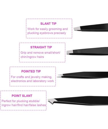 Stainless Steel Eyebrow Tweezer Set - Precision Tool for Facial Hair, Ingrown Hair, Blackheads & Tick Removal - Buy Online on SooperMarket.com