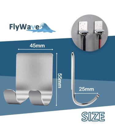 Flywave Shaver Bracket - 4 Piece Self-Adhesive Stainless Steel Razor Holder for Bathroom Kitchen & Bedroom - Buy Online on SooperMarket.com