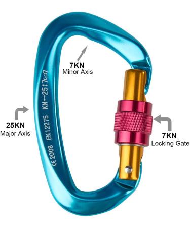 Buy Tompig Heavy Duty Carabiner 25kn - Secure Climbing Clips with Screw Lock for Climbing Hammocks & Dog Lines - International Shipping Available - Buy Online on SooperMarket.com