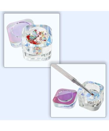 Harilla Nail Art Dish with Lid Bowl Cup Holder Glassware Tools Nails Liquid Powder Containers Nail Art Tools for Home Salon Clear - Buy Online on SooperMarket.com