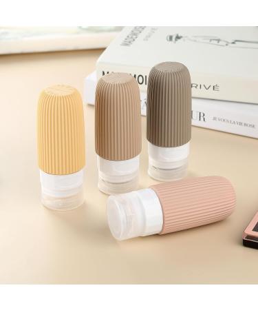 Gemice Travel Bottles for Toiletries CAA Approved 60ml Silicone Travel Bottles Leak Proof Squeezable Travel Size Containers Travel Essentials for Lotion Soap Liquid Shampoo BPA Free(4 Pack) Apricot - Buy Online on SooperMarket.com