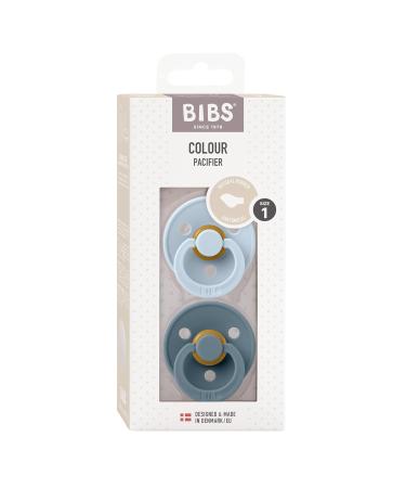 BIBS Pacifiers Set of 2 - Baby Blue/Petrol | BPA-Free Natural Rubber | Made in Denmark | 0-6 Months | Anatomical Nipple | Pack of 2 - Buy Online on SooperMarket.com