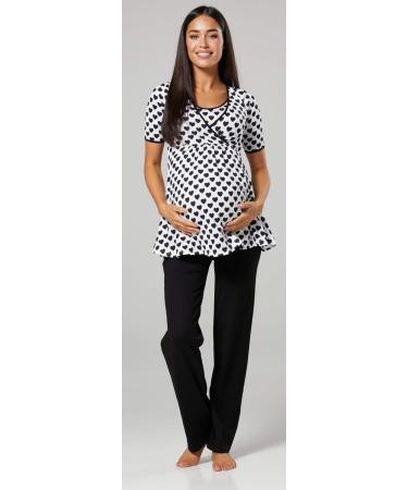 HAPPY MAMA Women's Maternity Nursing 3pcs Nightwear Set - Black Hearts & Black - Buy Online on SooperMarket.com