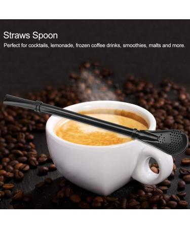 Spoon Straws Stainless Steel Straws Stainless Steel Metal Drinking Straw Spoon Resuable Washable Stirring Scoop (Black) - Buy Online on SooperMarket.com