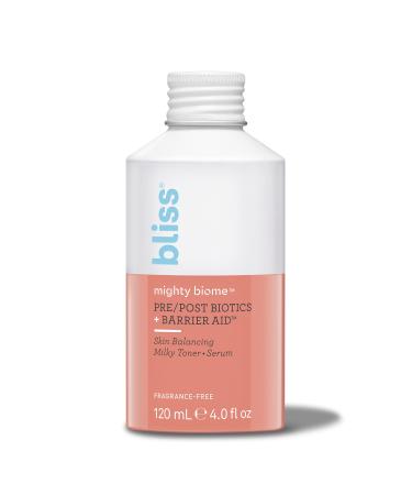 Bliss Mighty Biome Skin Balancing Milky Toner + Serum - 4 Fl Oz - Pre & Post Biotics Formula + Barrier Aid Complex with Ceramides & Squalane - Radiant Complexion - Clean - Vegan & Cruelty-Free