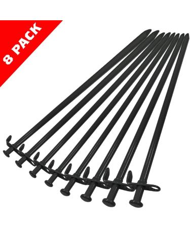 Eurmax USA 12 inch Multiuse Heavy Duty Steel Tent Stakes Tarp Pegs Camping Stakes for Outdoor Camping Canopy and tarp with 4 Ropes 10FT Length(Black) - Buy Online on SooperMarket.com