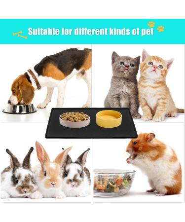 TORASO 2 Pack Silicone Waterproof Pet Feeding Mats (18x12) - Non Slip, Easy Clean, Prevents Food and Water Overflow - Dog & Cat Placemat - Black (2 pcs) - Buy Online on SooperMarket.com